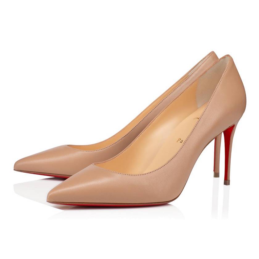 Women's Christian Louboutin Kate 85mm Leather Pumps - Nude [2419-563]